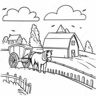 Amish Farm Scene Coloring Page 53052-42462