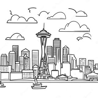 Seattle Skyline Coloring Page 53092-42499