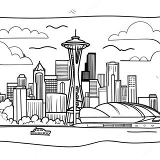 Seattle Skyline Coloring Page 53092-42500