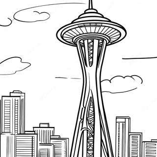 Colorful Seattle Space Needle Coloring Page 53093-42501