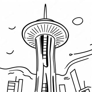 Colorful Seattle Space Needle Coloring Page 53093-42503