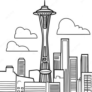 Colorful Seattle Space Needle Coloring Page 53093-42504