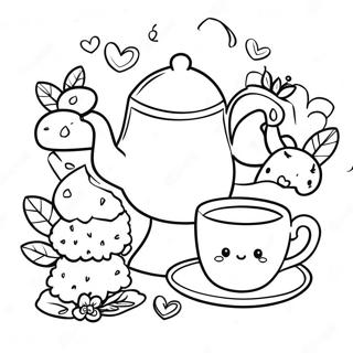 Whimsical Tea Party Coloring Page 5322-4417