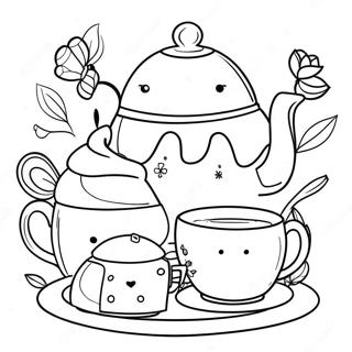 Whimsical Tea Party Coloring Page 5322-4418