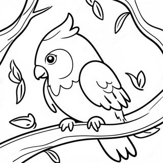 Colorful Cockatiel In A Tree Coloring Page 53233-42608