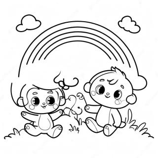 Colorful Rainbow Friends Playing Together Coloring Page 53383-42732