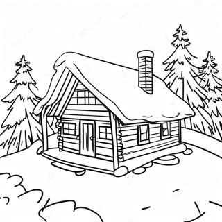 Cozy Cabin In The Snow Coloring Page 5342-4430