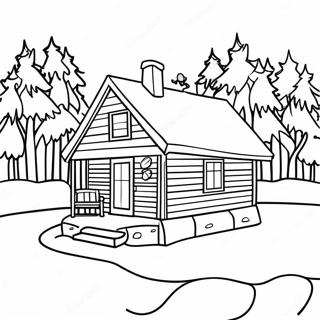 Cozy Cabin In The Snow Coloring Page 5342-4432