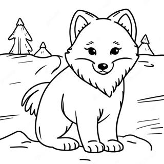 Arctic Fox In The Snow Coloring Page 53453-42784