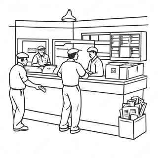 Busy Post Office Scene Coloring Page 53473-43109