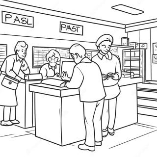 Busy Post Office Scene Coloring Page 53473 43112