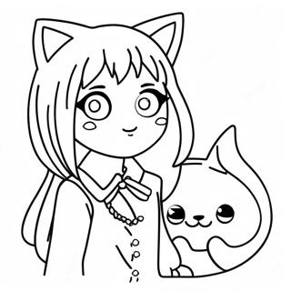 Anime Cat Girl Coloring Page 53502-42823