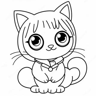 Cute Anime Cat Girl With Big Eyes Coloring Page 53503-42827