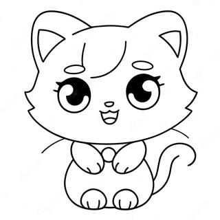 Cute Anime Cat Girl With Big Eyes Coloring Page 53503-42828