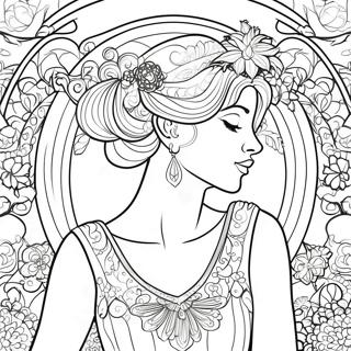 Elegant Art Nouveau Lady Coloring Page 53513-42837