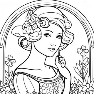 Elegant Art Nouveau Lady Coloring Page 53513-42838