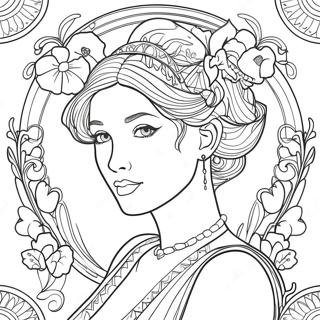 Elegant Art Nouveau Lady Coloring Page 53513-42840