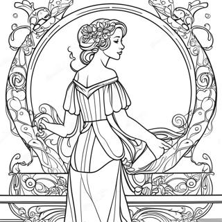 Elegant Art Nouveau Lady Coloring Page 53513-43133