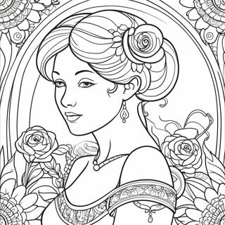 Elegant Art Nouveau Lady Coloring Page 53513-43135