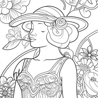 Elegant Art Nouveau Lady Coloring Page 53513-43136