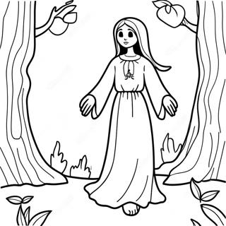 La Llorona In A Dark Forest Coloring Page 53593-42898