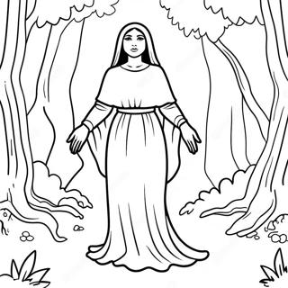 La Llorona In A Dark Forest Coloring Page 53593-42899