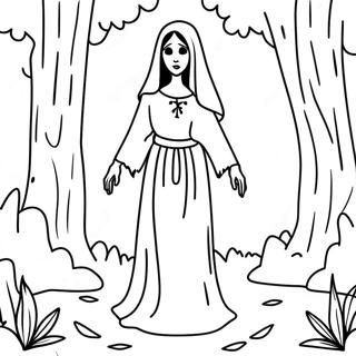 La Llorona In A Dark Forest Coloring Page 53593-42900