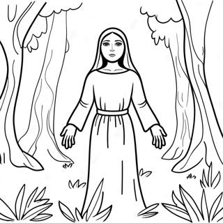 La Llorona In A Dark Forest Coloring Page 53593-43193