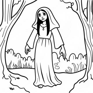 La Llorona In A Dark Forest Coloring Page 53593-43194