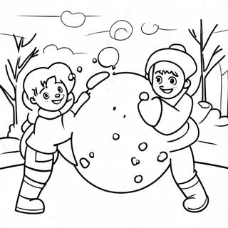 Snowball Fight Coloring Pages