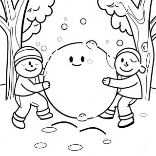 Snowball Fight Coloring Page 53672-43259