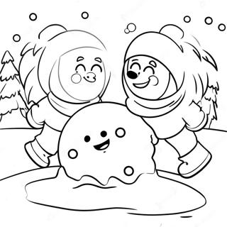 Snowball Fight Coloring Page 53672-43260