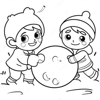 Kids Having A Fun Snowball Fight Coloring Page 53673-43261