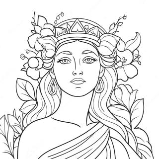 Majestic Goddess With Flowers Coloring Page 53713-43293