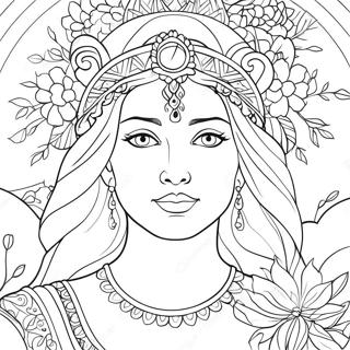 Majestic Goddess With Flowers Coloring Page 53713-43295