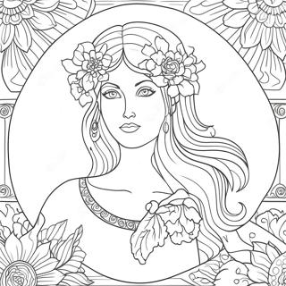 Majestic Goddess With Flowers Coloring Page 53713-43296