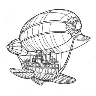 Steampunk Airship Coloring Page 5371-4458