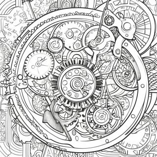 Intricate Steampunk Clockwork Coloring Page 5372-4455