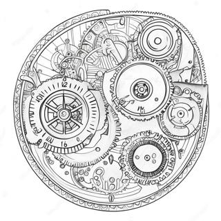 Intricate Steampunk Clockwork Coloring Page 5372-4456