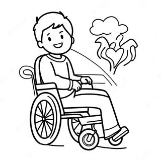 Happy Child In A Colorful Wheelchair Coloring Page 53743-43323