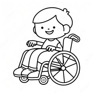 Happy Child In A Colorful Wheelchair Coloring Page 53743-43324