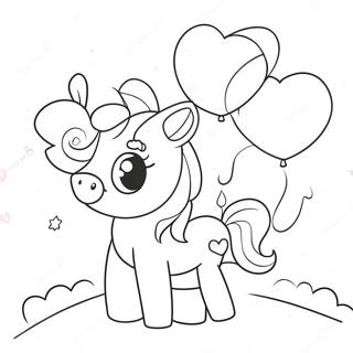 Cute Unicorn With Heart Balloons Coloring Page 53803-43366