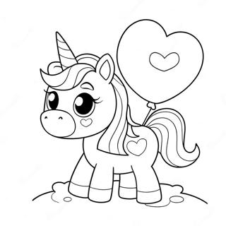 Cute Unicorn With Heart Balloons Coloring Page 53803-43367