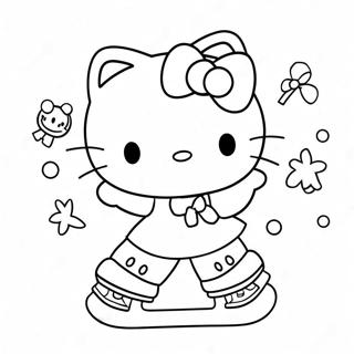 Ice Skating Hello Kitty Christmas Coloring Page 53842-43394