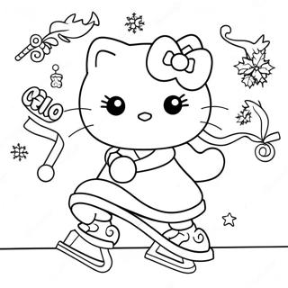 Ice Skating Hello Kitty Christmas Coloring Page 53842-43395