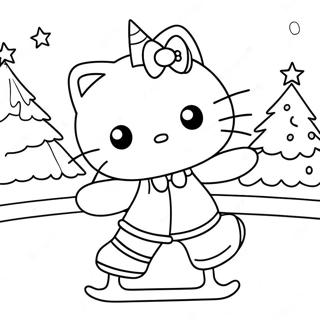 Ice Skating Hello Kitty Christmas Coloring Page 53842-43396