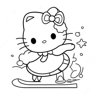 Festive Hello Kitty Ice Skating Coloring Page 53843-43398