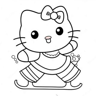 Festive Hello Kitty Ice Skating Coloring Page 53843-43399