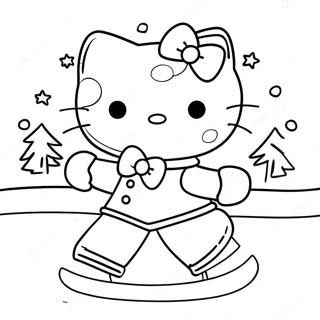 Festive Hello Kitty Ice Skating Coloring Page 53843-43400