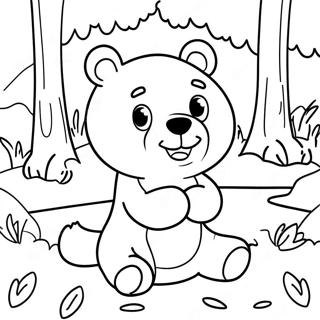 Cute Brown Bear Playing In The Forest Coloring Page 5402-4478